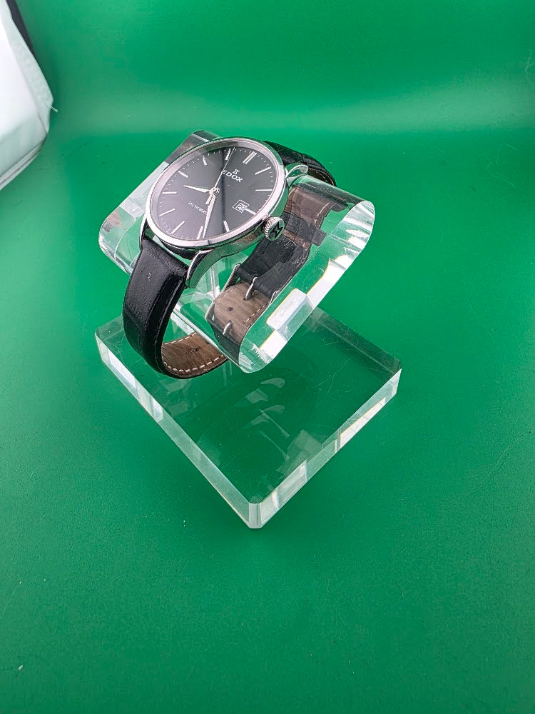 EDOX Les Vauberts Quartz Black Dial Swiss Dress Watch – Box