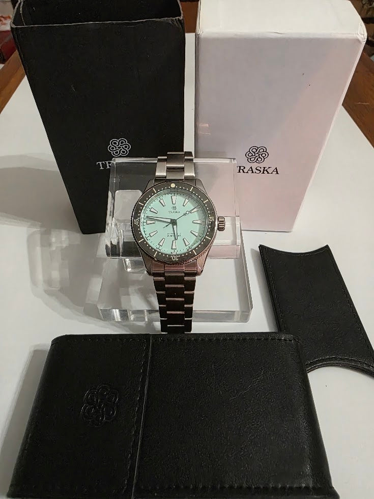 TRASKA Freediver Automatic – Tiffany Blue Dial – Full Set