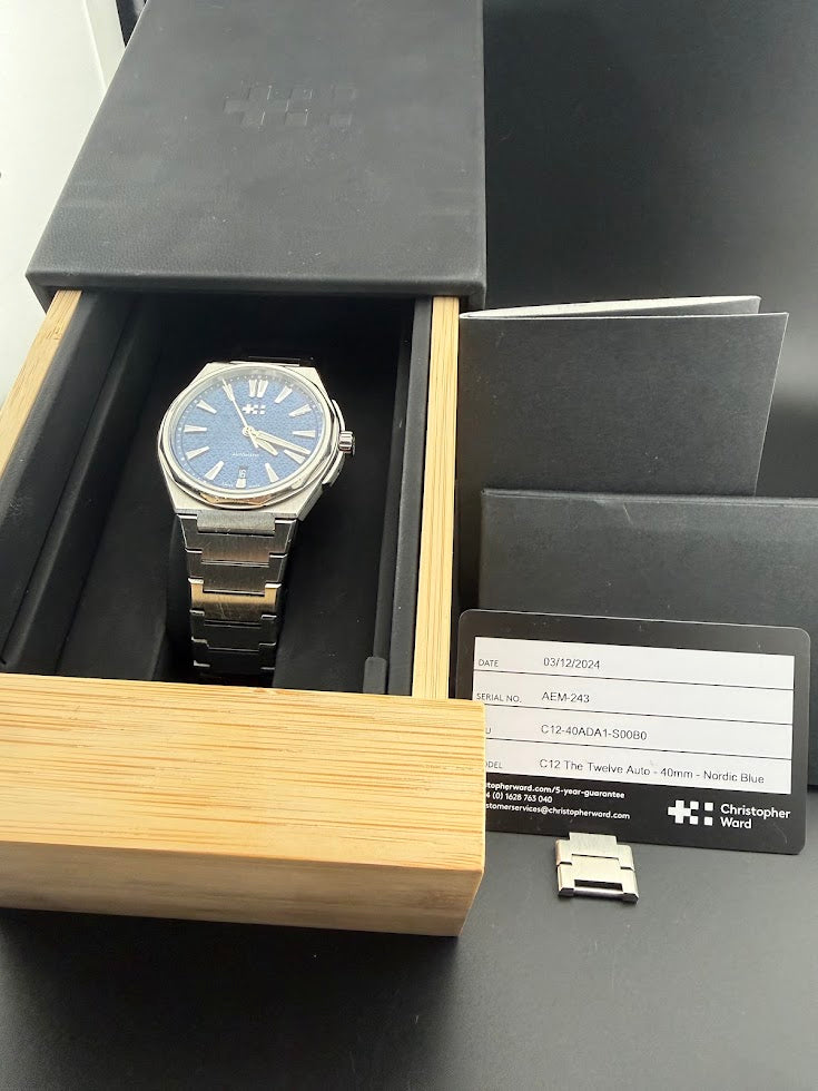 Christopher Ward The Twelve Automatic - Nordic Blue Dial | Full Set | Excellent Condition