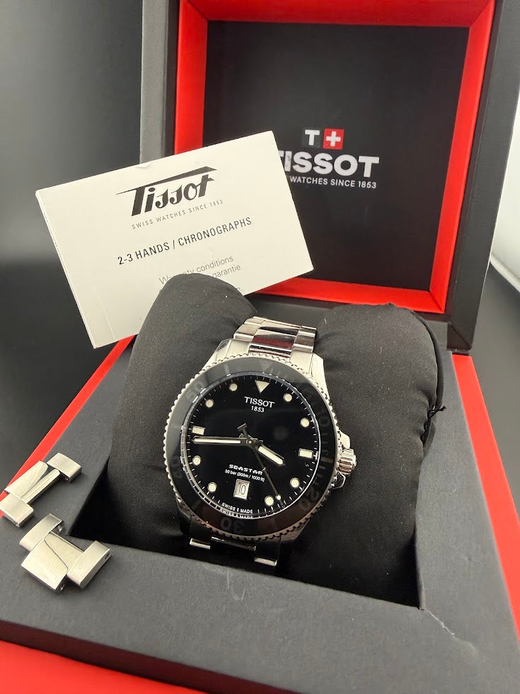 Tissot Seastar 1000 Quartz 40mm Black Dial - Full Set - Like New --SOLD