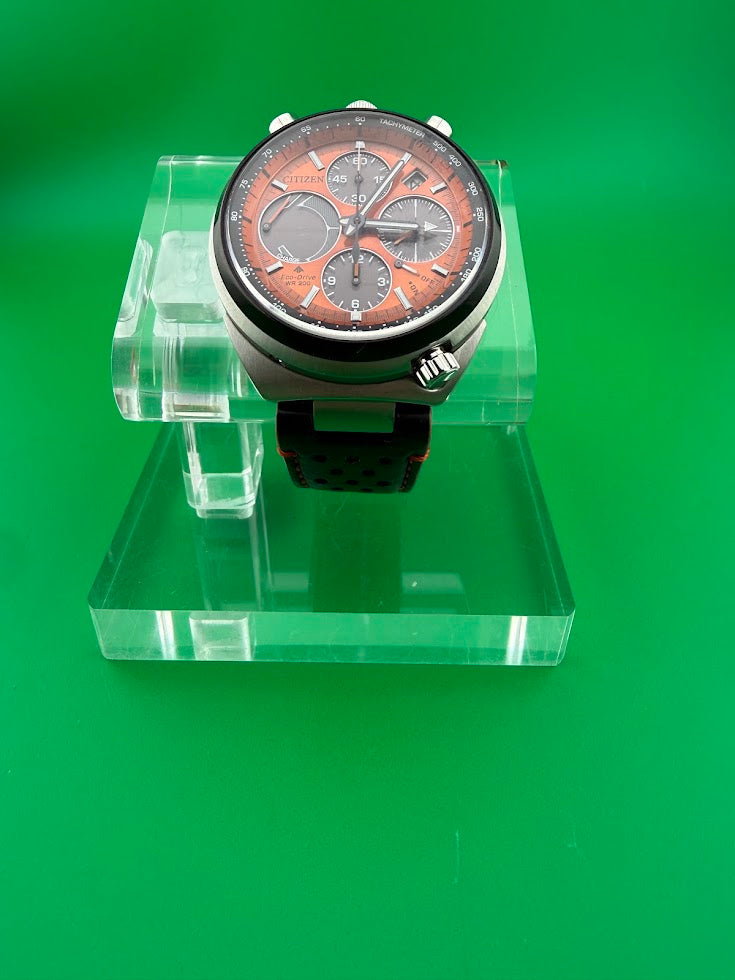 Citizen Primo Eco-Drive Chronograph CA0467-11H — Orange Dial — Full Set