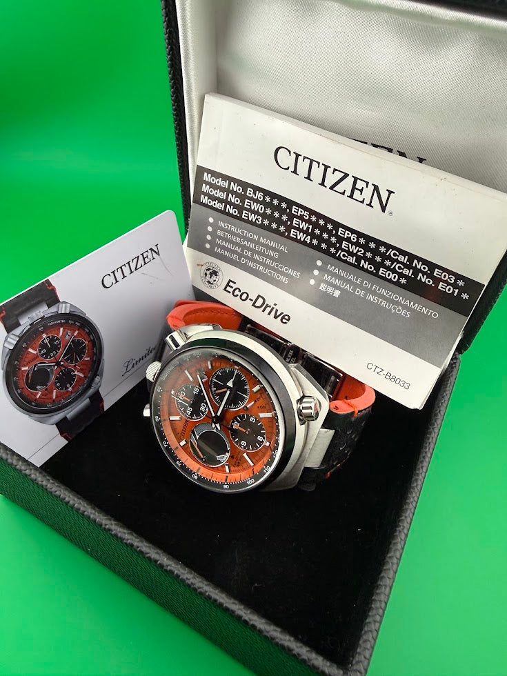 Citizen Primo Eco-Drive Chronograph CA0467-11H — Orange Dial — Full Set