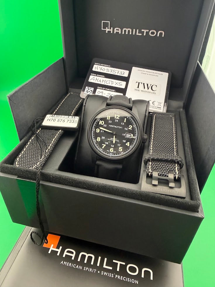 Hamilton Khaki Field Titanium Automatic H705751 — Black PVD — 42mm — 2019 Full Set
