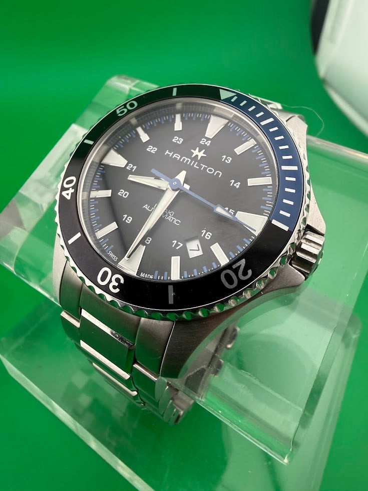 HAMILTON KHAKI NAVY SCUBA AUTO — BLUE/BLACK — FULL SET