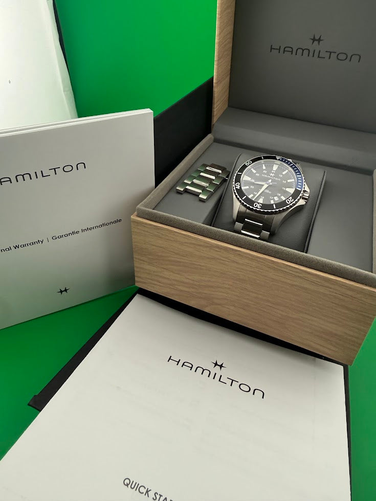 HAMILTON KHAKI NAVY SCUBA AUTO — BLUE/BLACK — FULL SET