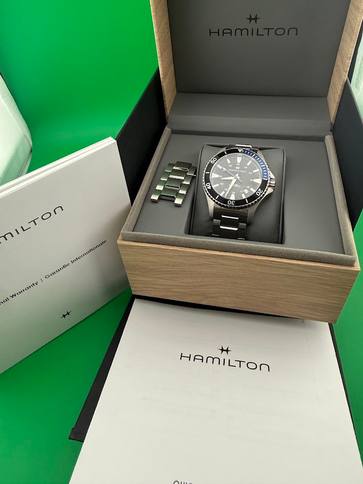 HAMILTON KHAKI NAVY SCUBA AUTO — BLUE/BLACK — FULL SET
