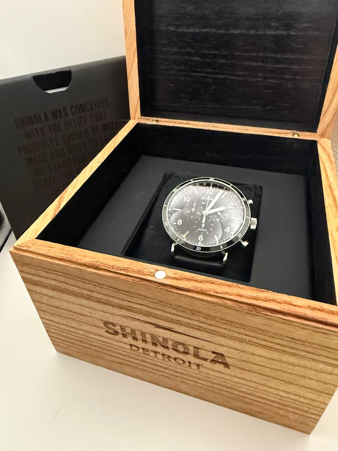 Shinola Canfield Chronograph - Black Dial - Full Set