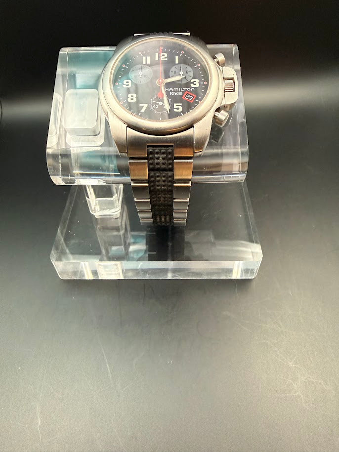 Hamilton Khaki Chronograph Quartz - Black Dial w/ Red Accents
