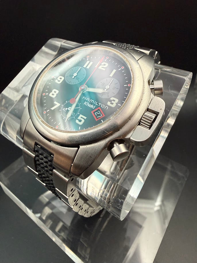 Hamilton Khaki Chronograph Quartz - Black Dial w/ Red Accents
